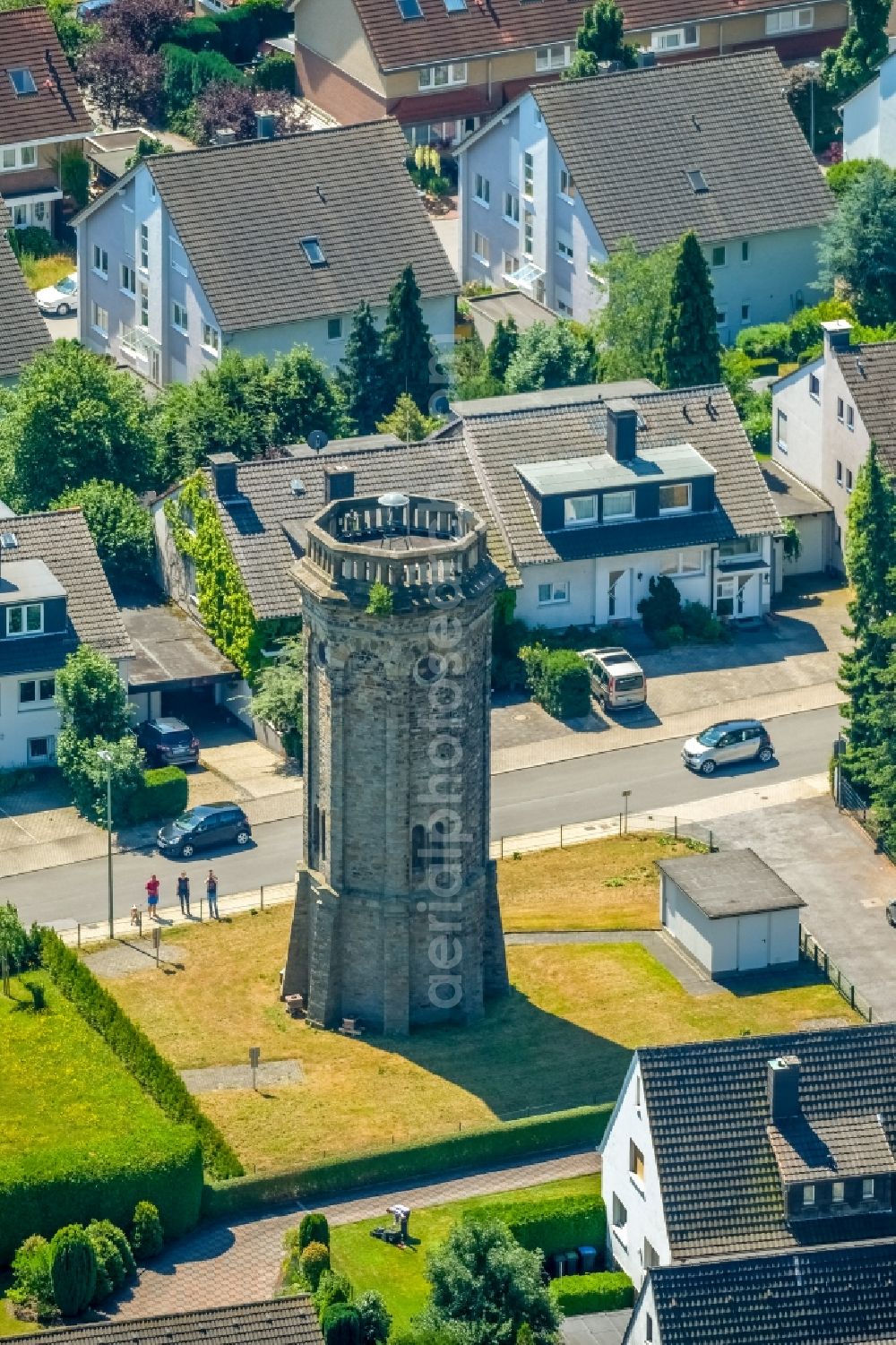 Aerial image Wetter (Ruhr) - Building of industrial monument water tower Wasserturm Volmarstein on Von-der-Recke-Strasse in Wetter (Ruhr) in the state North Rhine-Westphalia, Germany