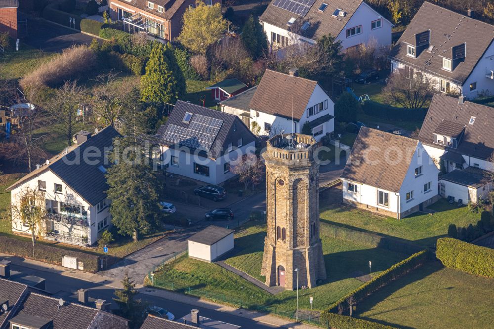 Wetter (Ruhr) from the bird's eye view: Building of industrial monument water tower Wasserturm Volmarstein on Von-der-Recke-Strasse in Wetter (Ruhr) in the state North Rhine-Westphalia, Germany