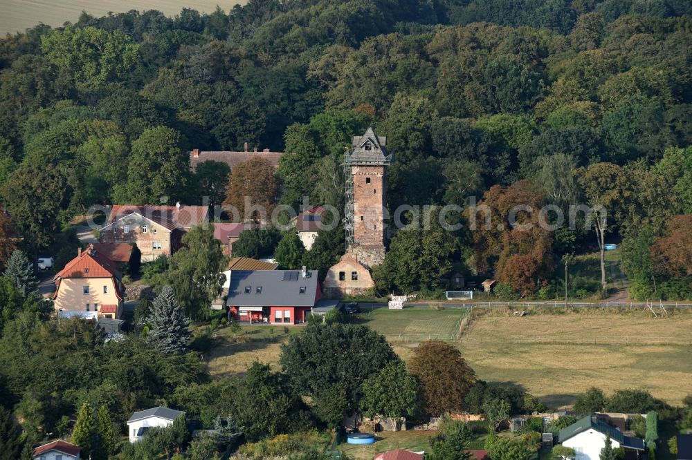 Aerial image Werneuchen - Building of industrial monument water tower in Werneuchen in the state Brandenburg