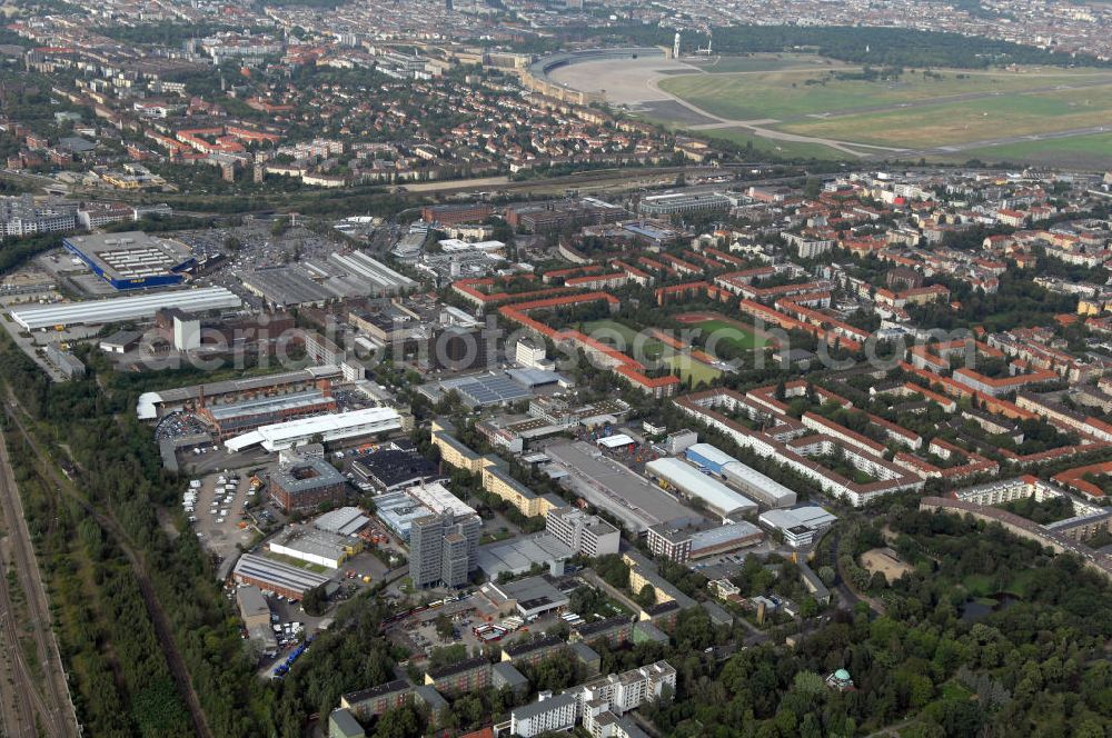 Berlin from above - Blick auf das Industriegebiet an der Bessemerstraße , Eythstraße in Berlin-Tempelhof. Eine Immobilie der HVB Immobilien AG.