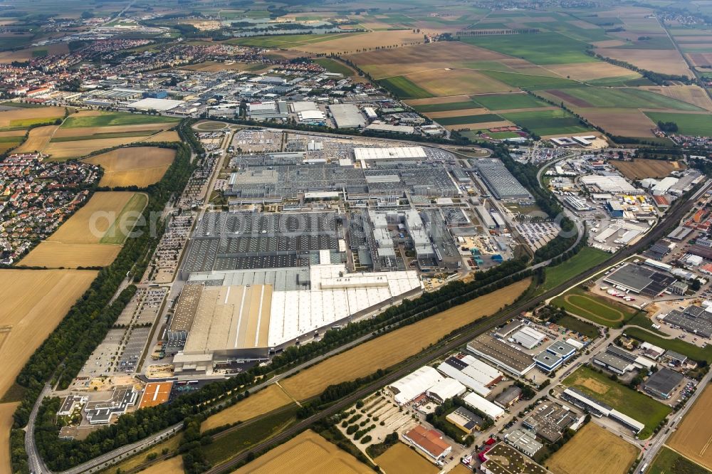 Regensburg from above - Industrial area of the BMW - automotive plant in Regensburg in Bavaria