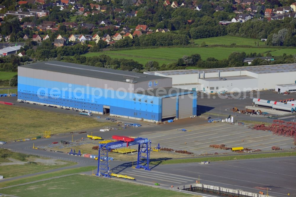 Aerial photograph Cuxhaven - Industrial area of Cuxhaven Steel Construction GmbH in Cuxhaven in Lower Saxony