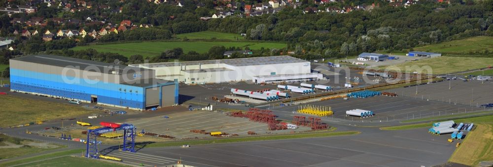 Cuxhaven from the bird's eye view: Industrial area of Cuxhaven Steel Construction GmbH in Cuxhaven in Lower Saxony