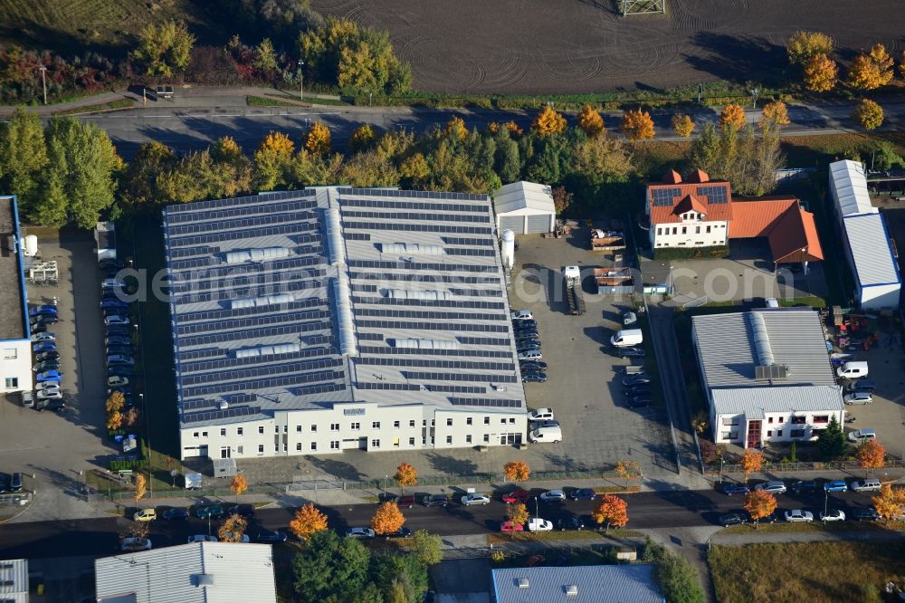 Aerial image Berlin - View of the industrial area of Darßer bow in Berlin Weissensee. In the picture, the building of the service center BZW