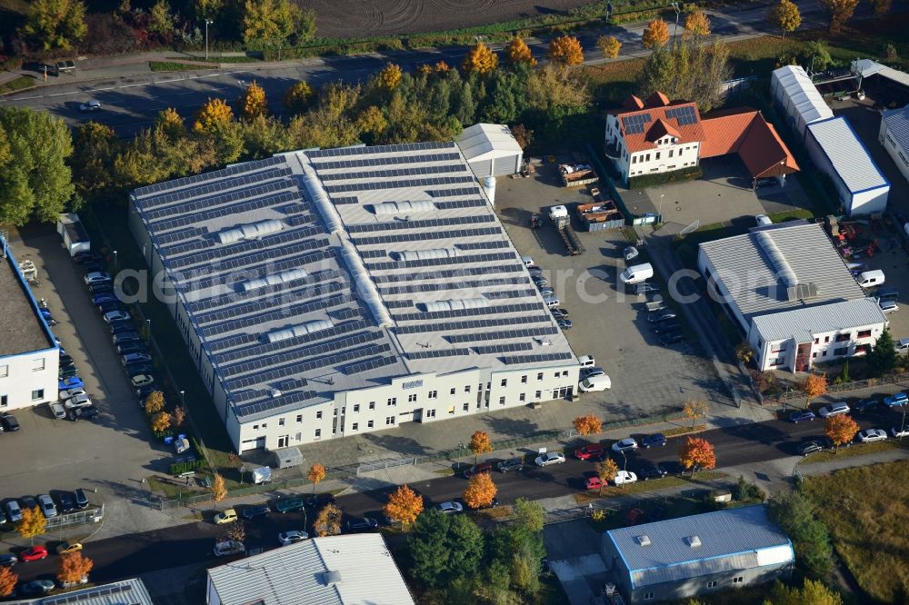 Berlin from above - View of the industrial area of Darßer bow in Berlin Weissensee. In the picture, the building of the service center BZW