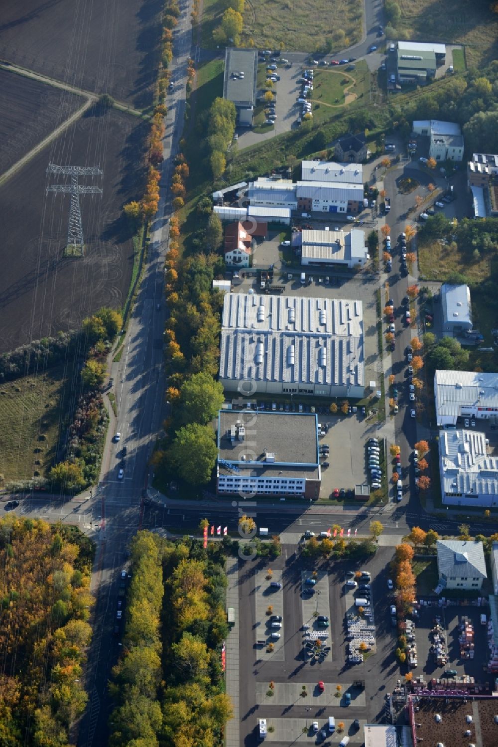 Berlin from above - View of the industrial area of Darßer bow in Berlin Weissensee. In the picture, the building of the service center BZW