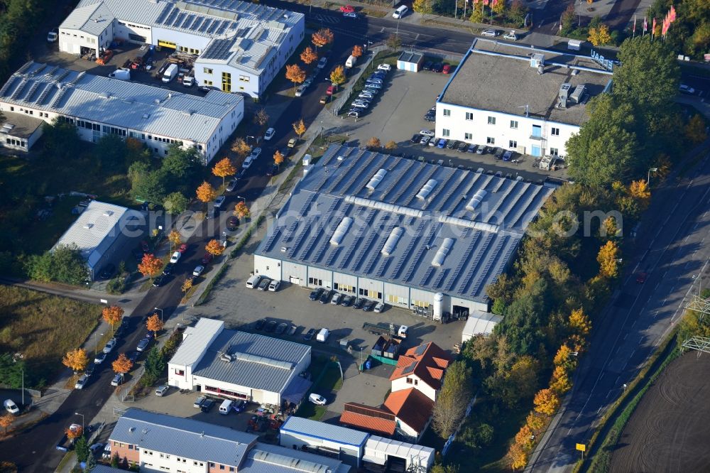 Aerial image Berlin - View of the industrial area of Darßer bow in Berlin Weissensee. In the picture, the building of the service center BZW