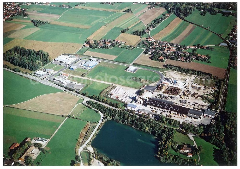 Freilassing / Bayern from above - Industriegebiet Freilassing - Süd der Unternehmensgruppe MAX AICHER an der B304 in Freilassing.