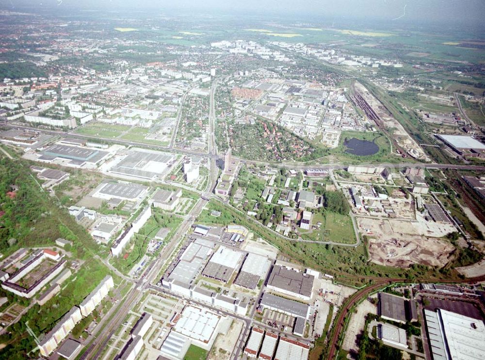 Aerial photograph Berlin - Marzahn - Industriegebiet Marzahn mit dem Werksgelände der HEIDENHAIN-MICROPRINT GmbH an der Rhinstraße 134 in 12681 BERLIN, Tel.: 030 54705104.