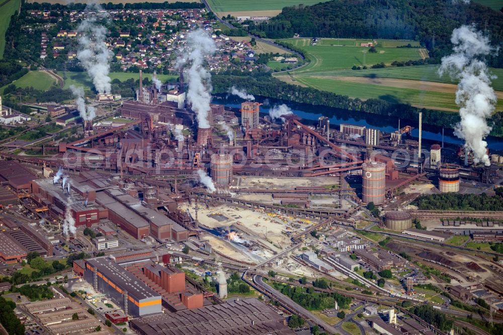 Aerial image Salzgitter - Industrial area of the steel mill of Salzgitter AG in Salzgitter in Lower Saxony