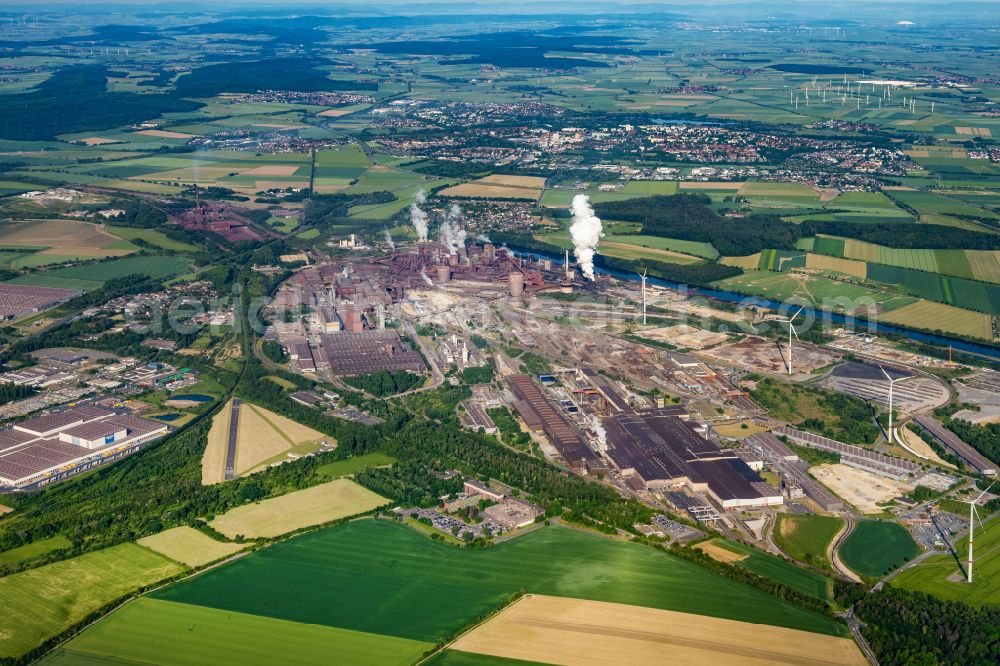 Salzgitter from above - Industrial area of the steel mill of Salzgitter AG in Salzgitter in Lower Saxony