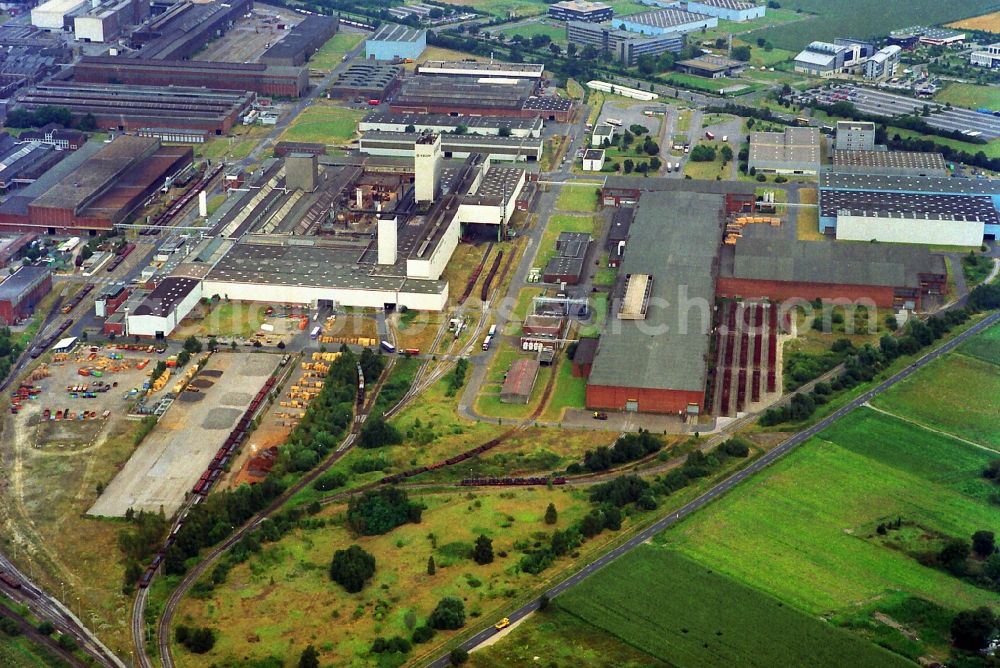 Aerial photograph Krefeld - Industrial area with the work of Thyssen Krupp GmbH in Krefeld in North Rhine-Westphalia