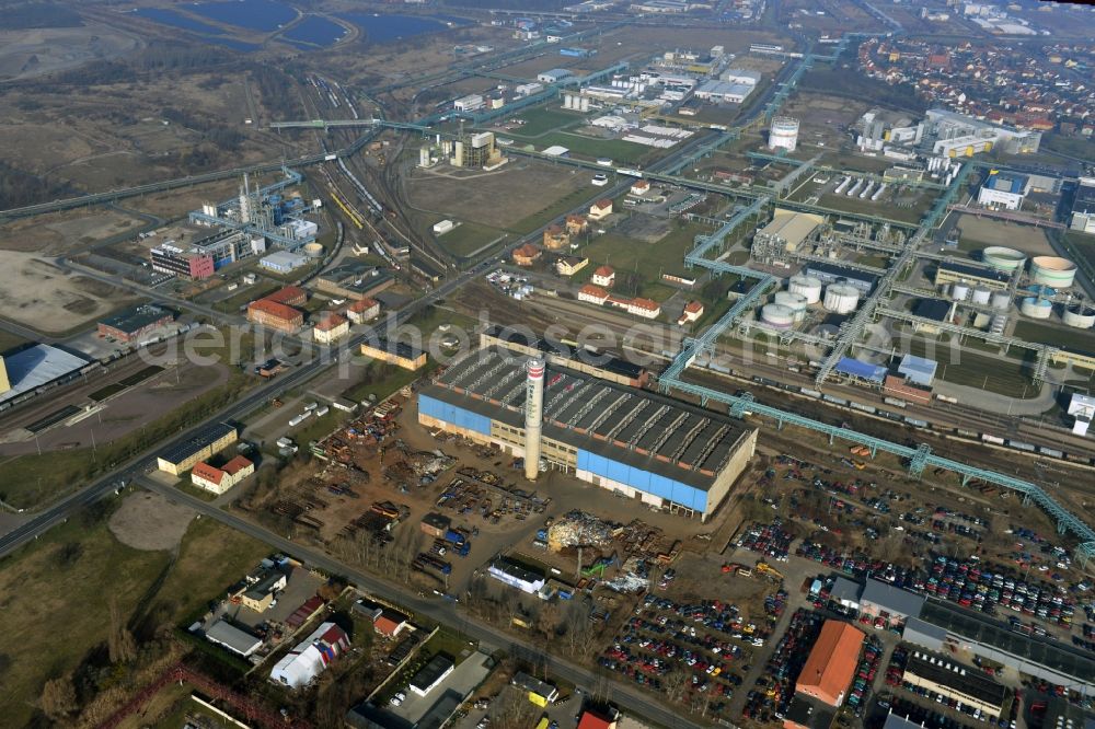 Bitterfeld from above - Industrial areas in the Chemical Park Bitterfeld - Wolfen near Bitterfeld in Saxony-Anhalt