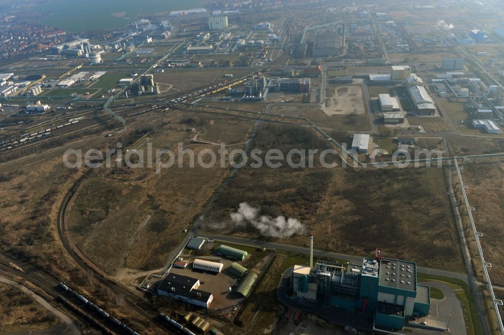 Bitterfeld from above - Industrial areas in the Chemical Park Bitterfeld - Wolfen near Bitterfeld in Saxony-Anhalt