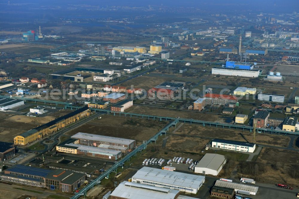 Bitterfeld from above - Industrial areas in the Chemical Park Bitterfeld - Wolfen near Bitterfeld in Saxony-Anhalt