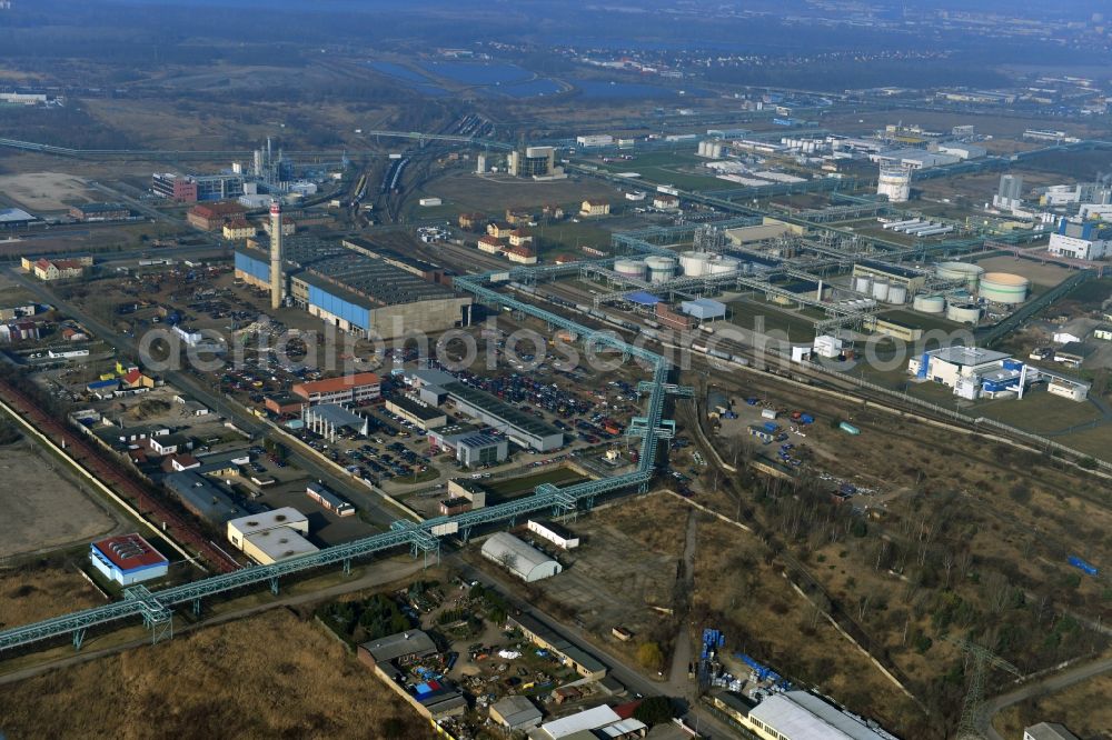 Bitterfeld from above - Industrial areas in the Chemical Park Bitterfeld - Wolfen near Bitterfeld in Saxony-Anhalt