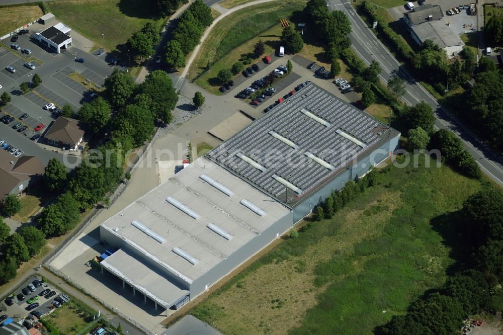 Bergkamen from above - Building industrial and commercial complex of Markus Gerold Group in Bergkamen in the state North Rhine-Westphalia