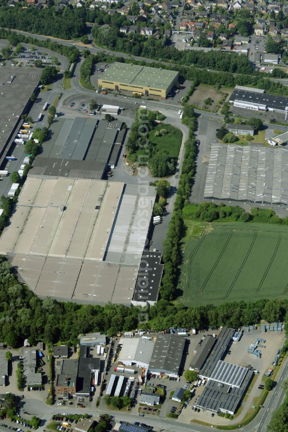 Aerial image Kamen - Building industrial and commercial complex of Markus Gerold Group in Kamen in the state North Rhine-Westphalia