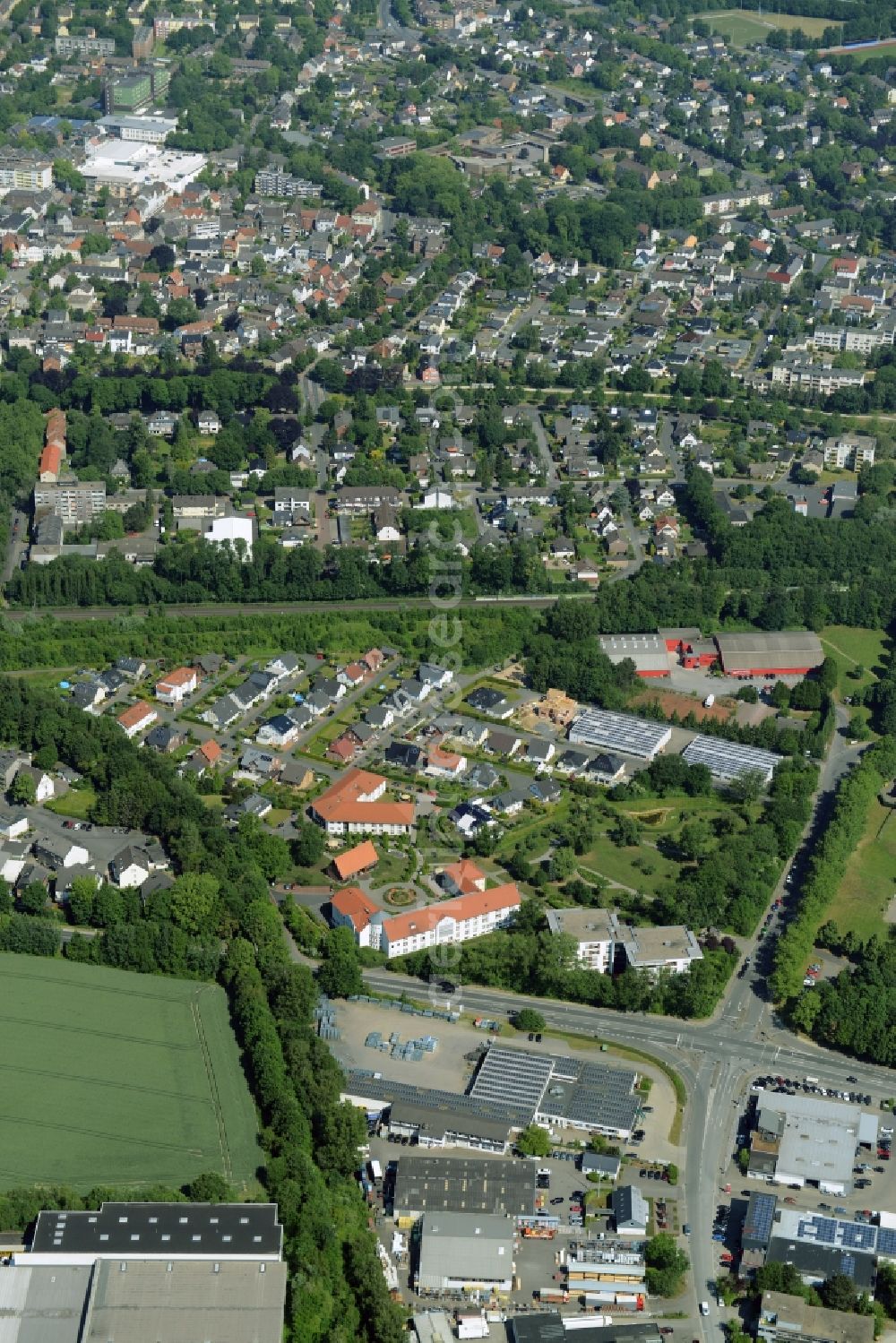 Kamen from above - Building industrial and commercial complex of Markus Gerold Group in Kamen in the state North Rhine-Westphalia