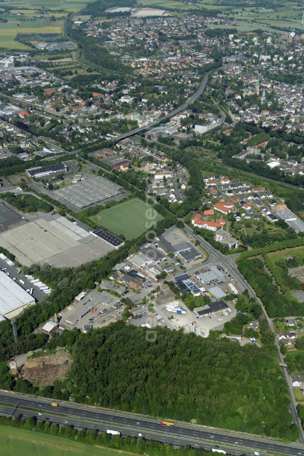 Aerial photograph Kamen - Building industrial and commercial complex of Markus Gerold Group in Kamen in the state North Rhine-Westphalia