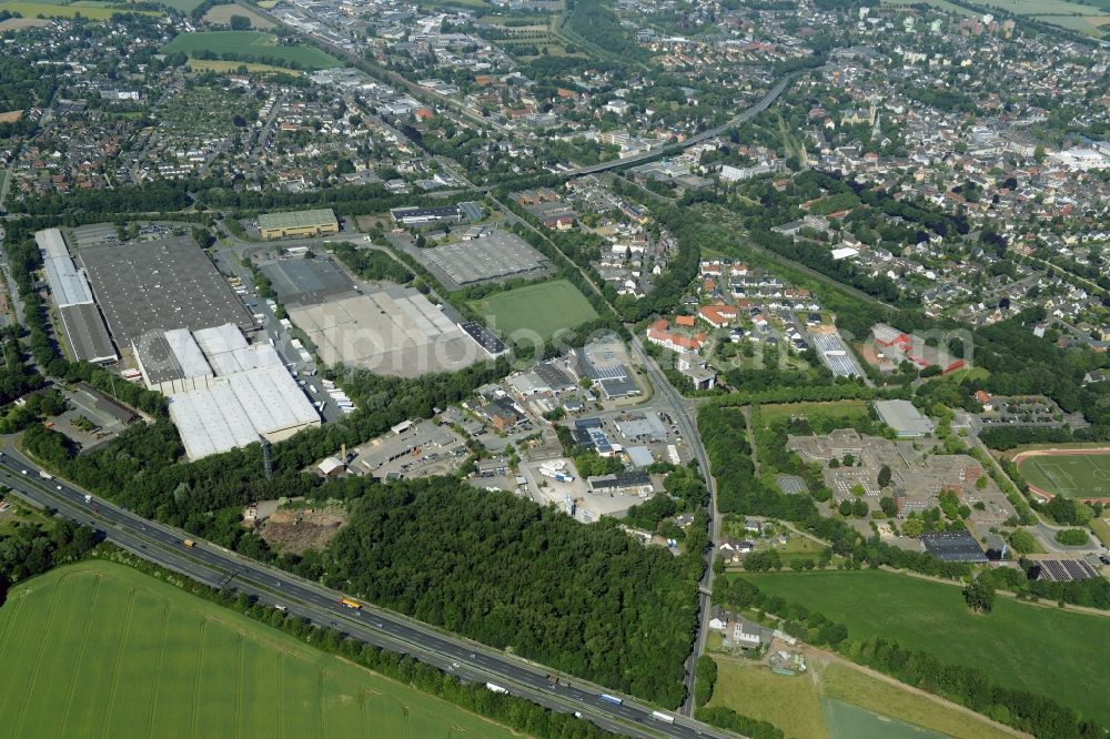 Kamen from above - Building industrial and commercial complex of Markus Gerold Group in Kamen in the state North Rhine-Westphalia