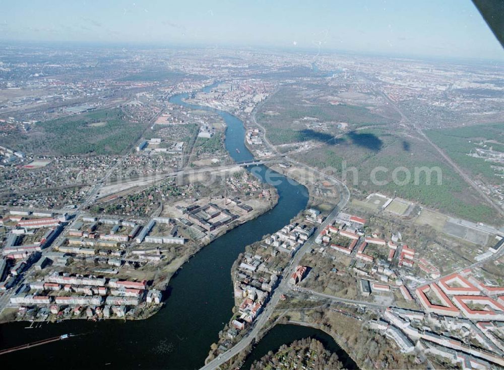 Aerial image Berlin - KÖPENICK - Industriegelände (ehem. REWATEX) an der Ottmar-Geschke Straße in Berlin - Köpenick. Ein Projekt der AENGEVELT-Immobilien-AG. 13.03.03