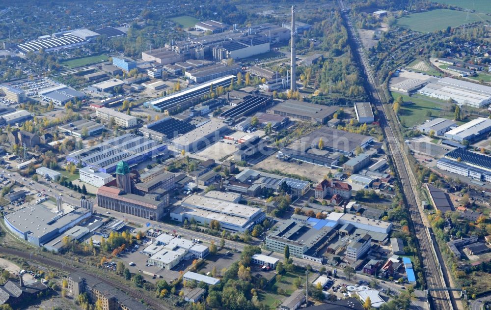 Aerial image Leipzig OT Böhlitz-Ehrenberg - View of the industrial park West in the district of Boehlitz-Ehrenberg in Leipzig in the state of Saxony