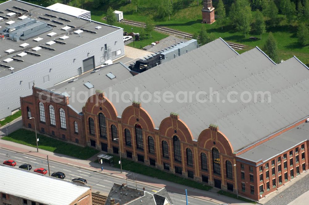 Aerial image Chemnitz - The Industrial Museum of Chemnitz is an extensive collection of industrial history in Chemnitz in Saxony and a member of the Saxon Museum of Industry. The exhibition is housed in a former factory building in mechanical engineering