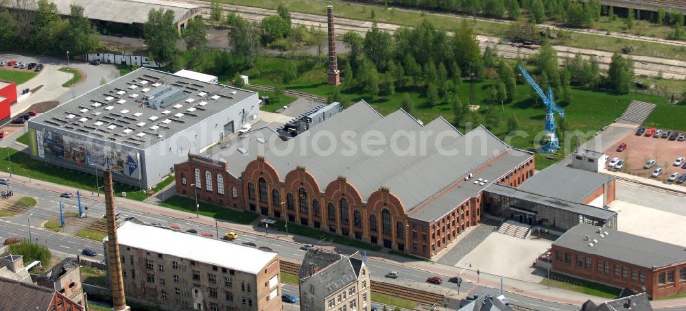 Aerial photograph Chemnitz - The Industrial Museum of Chemnitz is an extensive collection of industrial history in Chemnitz in Saxony and a member of the Saxon Museum of Industry. The exhibition is housed in a former factory building in mechanical engineering