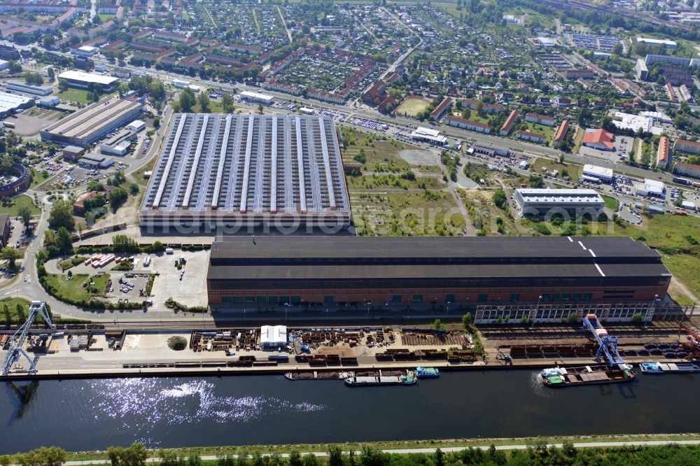 Brandenburg Havel from above - Look at the Industrial Museum and the recycling park in Brandenburg upon Havel in the federal state of Brandenburg. The monument area includes the Siemens-Martin furnace and the associated facilities. The recycling center is operated by the company Märkische Entsorgungsgesellschaft Brandenburg mbH