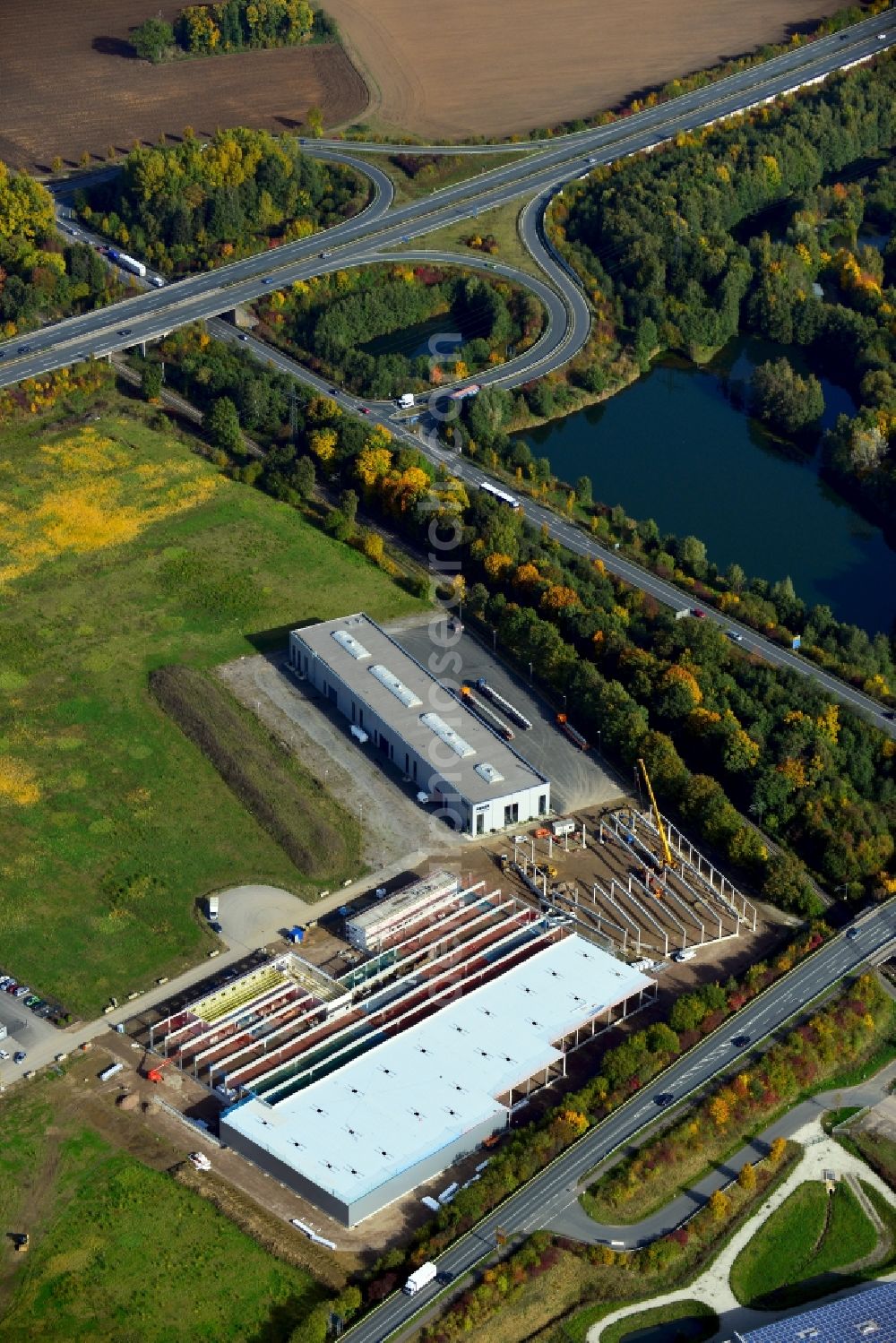 Aerial photograph Kirchlengern - View of the extension of the MME Technology AG in Kirchlengern in North Rhine-Westphalia