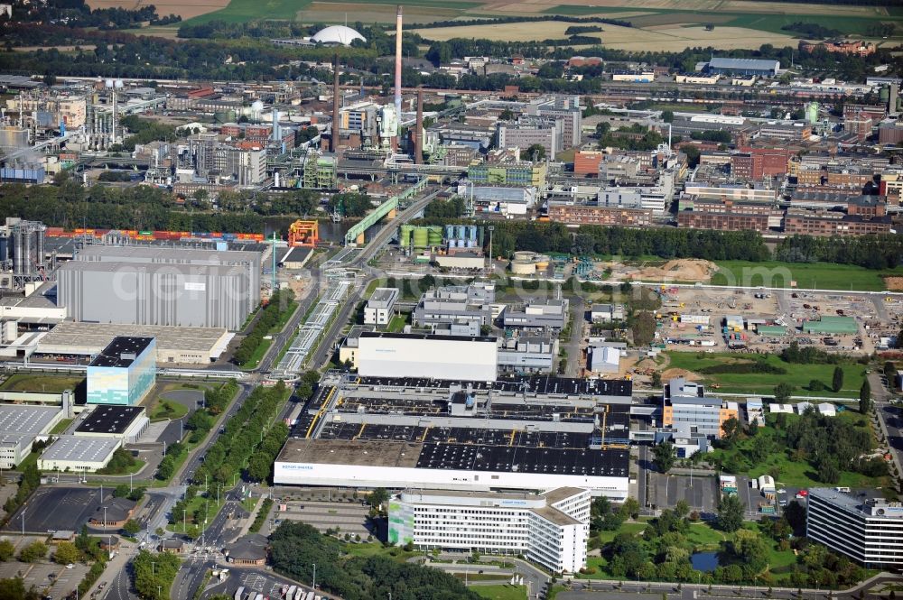 Aerial photograph Frankfurt am Main - The industrial estate Hoechst in Frankfurt at the Main in Hesse