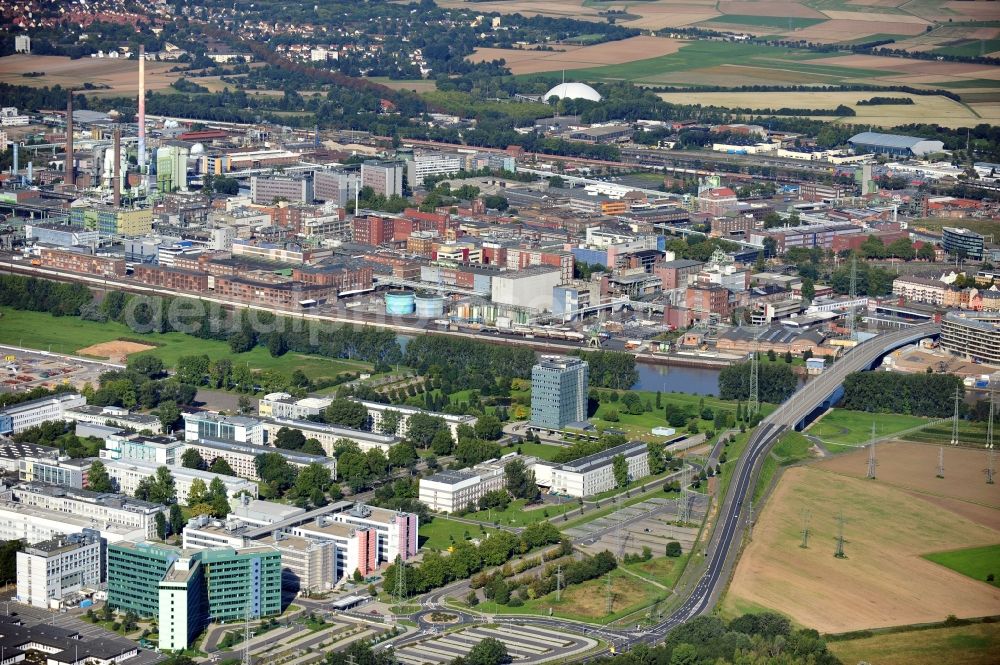 Aerial photograph Frankfurt am Main - The industrial estate Hoechst in Frankfurt at the Main in Hesse