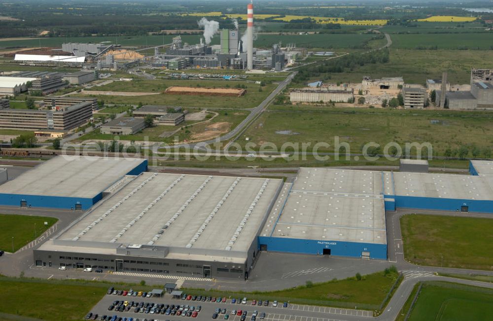 Aerial photograph Stendal - Werksgelände der DELIPAPIER GmbH Papierfabrik im Industriepark Stendal-Arneburg. Premises of Délipapier GmbH Stendal mill in the industrial park-Arne castle.