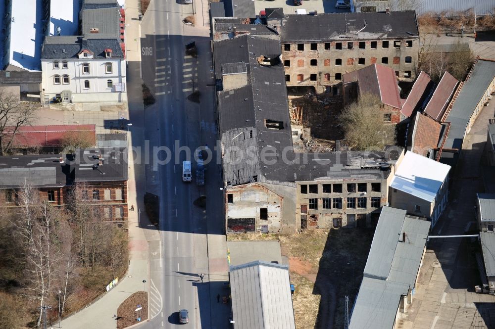 Aerial photograph Mittweida - Industrial ruins at Altenburger Straße in Mittweida in Saxony