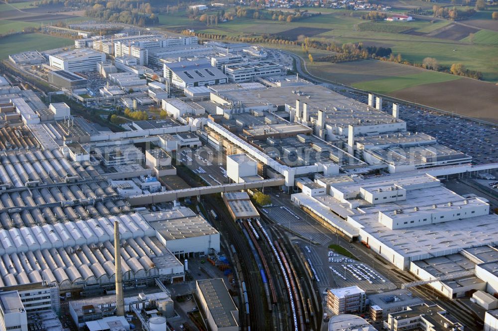 Ingolstadt from above - Blick über die Werkshallen der Audi AG. View across the plant halls of the car producing Audi AG.