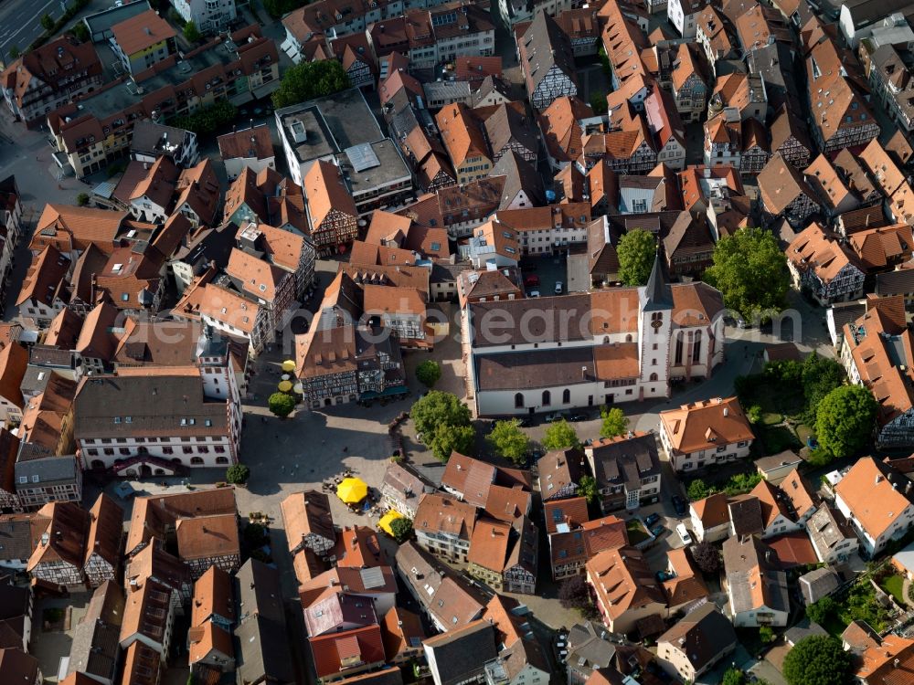 Moosbach from the bird's eye view: City center and the old town - center of Mosbach in Bavaria