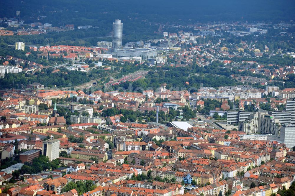 Aerial image Nürnberg - Stadtansicht auf die engere Innenstadt und Altstadtbereiche von Nürnberg. City View to the closer downtown and old town areas of Nuremberg.