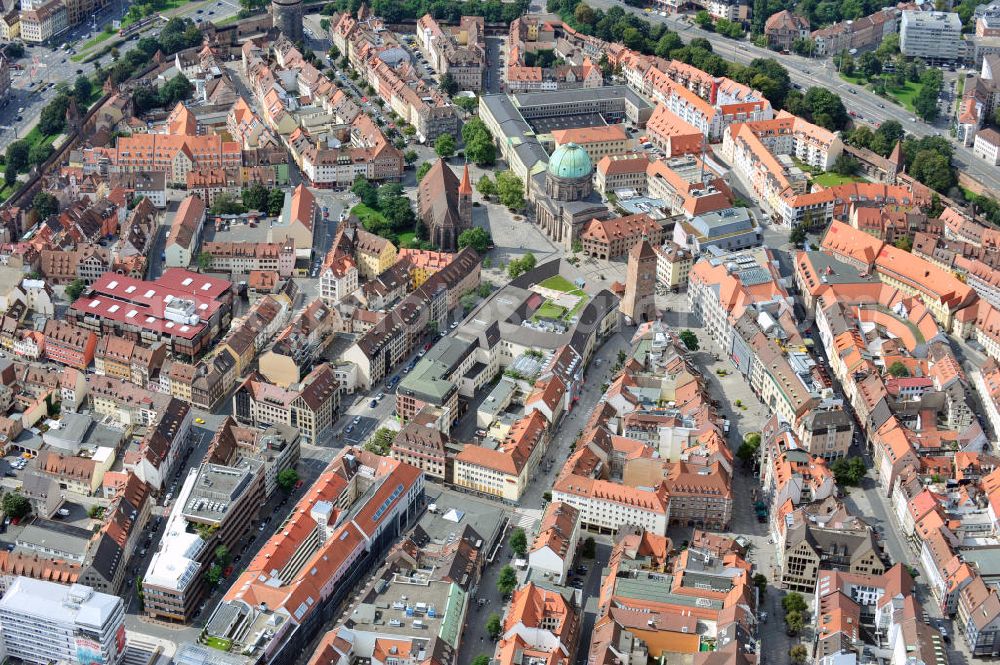 Nürnberg from above - Stadtansicht auf die engere Innenstadt und Altstadtbereiche von Nürnberg. City View to the closer downtown and old town areas of Nuremberg.