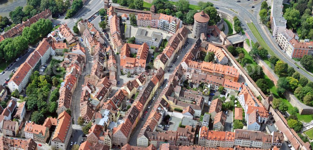 Nürnberg from above - Stadtansicht auf die engere Innenstadt und Altstadtbereiche von Nürnberg. City View to the closer downtown and old town areas of Nuremberg.