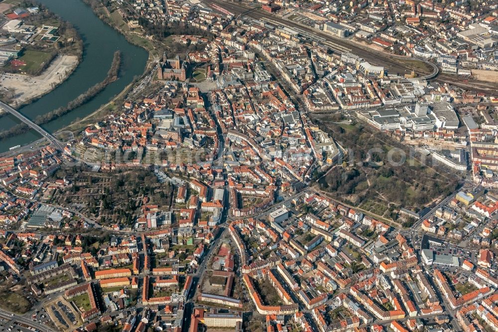 Aschaffenburg from above - View of the city centre of Aschaffenburg in the state Bavaria