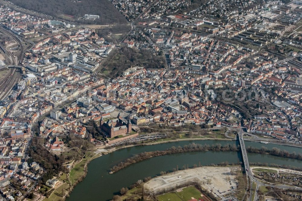 Aschaffenburg from the bird's eye view: View of the city centre of Aschaffenburg in the state Bavaria