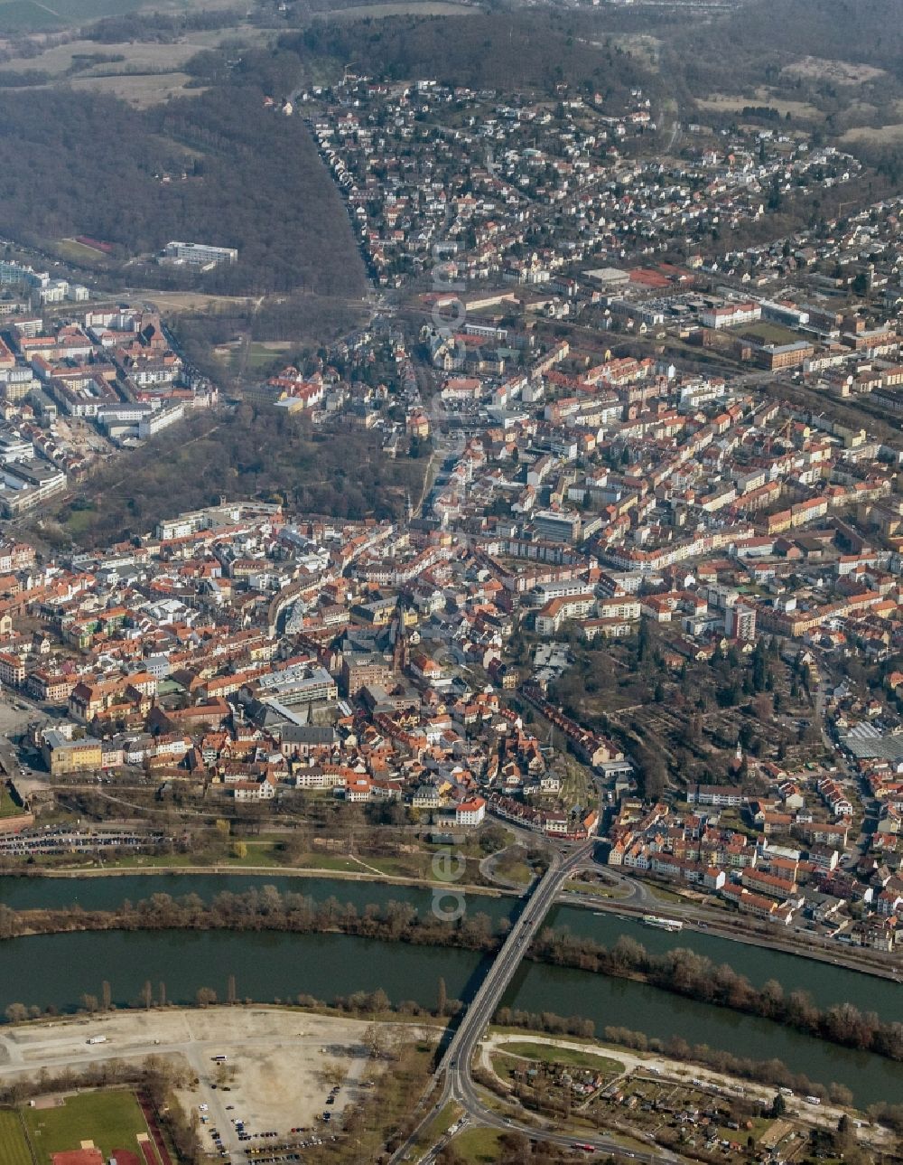 Aerial image Aschaffenburg - View of the city centre of Aschaffenburg in the state Bavaria