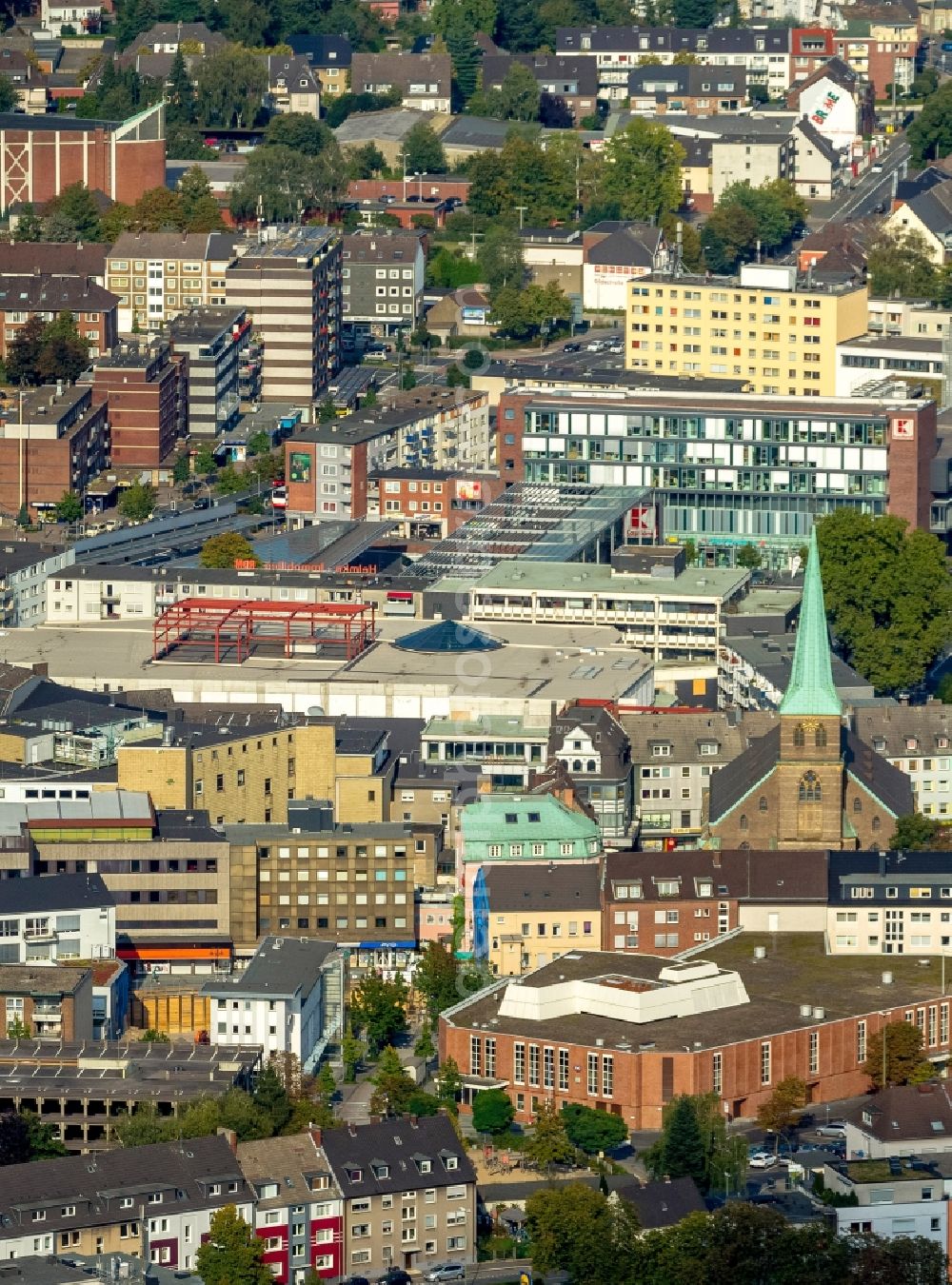 Aerial photograph Bottrop - View of the city centre of Bottrop in the state North-Rhine Westphalia