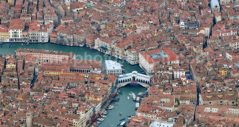 Venedig from above - Downtown with the Rialto Bridge in Venice, Italy