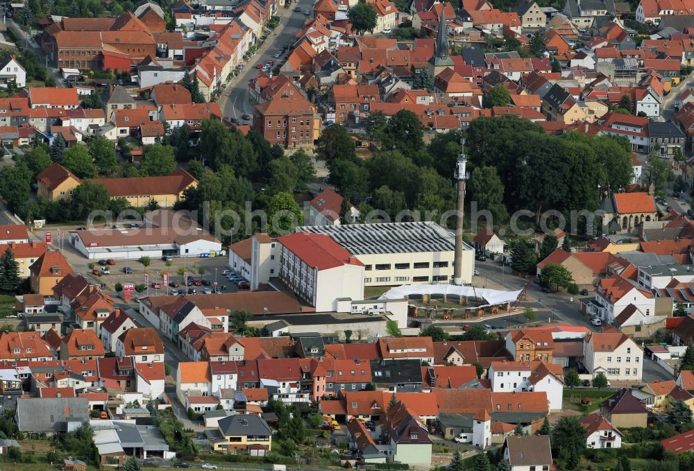 Dingelstädt from above - Downtown from Dingelstaedt with the MB Modeproduktion and Vertriebs GmbH in Thuringia