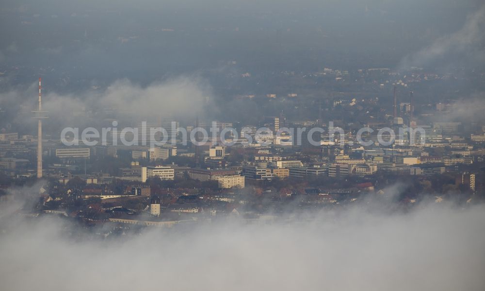 Aerial photograph Essen - Autumn clouds over the city of Essen in the Ruhr area in North Rhine-Westphalia