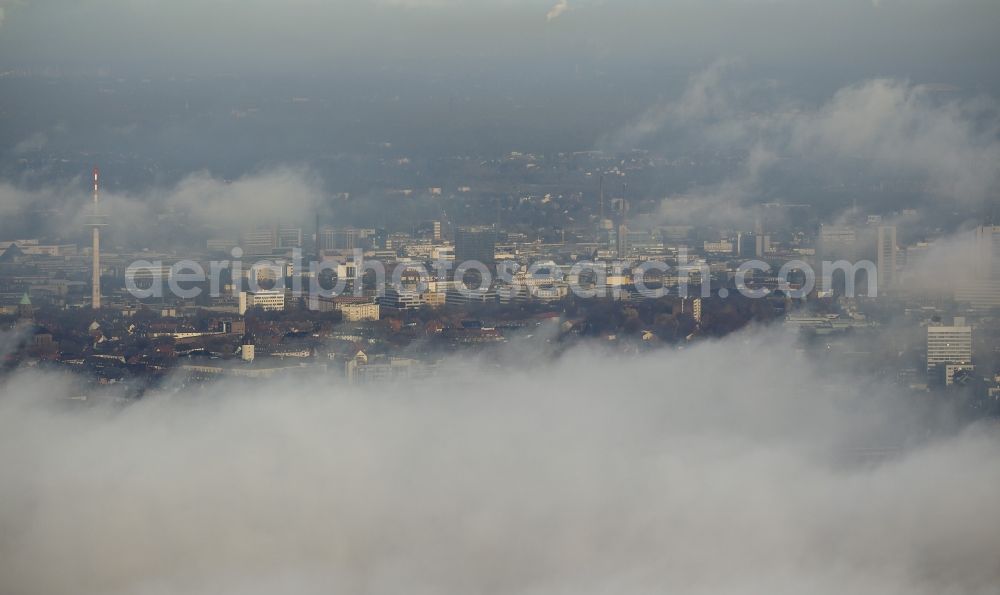 Essen from above - Autumn clouds over the city of Essen in the Ruhr area in North Rhine-Westphalia