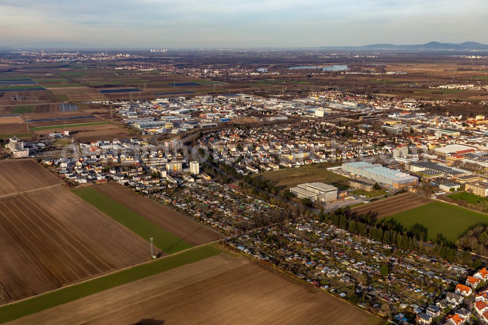 Frankenthal from the bird's eye view: Cityscape of the district on street Nordring in Frankenthal in the state Rhineland-Palatinate, Germany