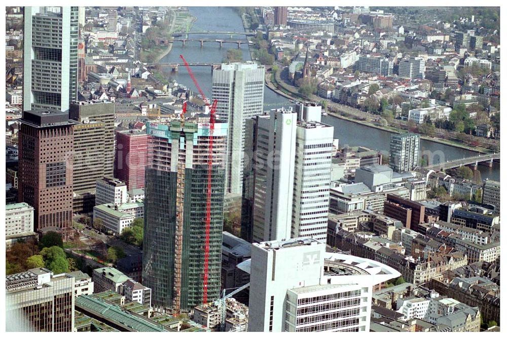 Aerial image FRANKFURT / Main - Hessen - Innenstadt von Frankfurt am Main. Bau des Skyper, eines 153 Meter hohen Büroturmes der DEKA. ÖA: Frau Holtekötter 069,71473927.